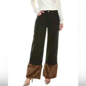 WeWoreWhat Faux Fur Straight Leg Jean size 25 NWT Fitted, pants only for sale